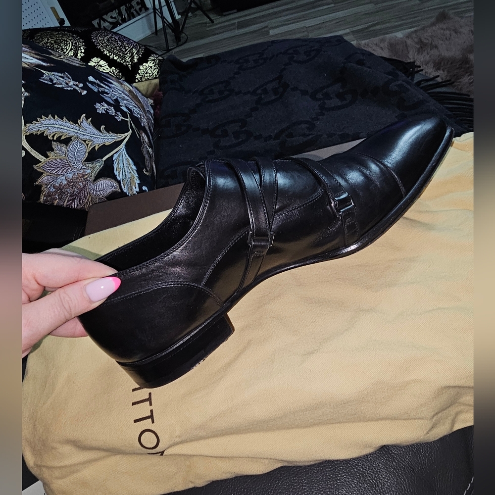 Louis Vuitton Mens Black LV Logo Equinox Shoes Derby Size: 8.5 - Picture 8 of 10